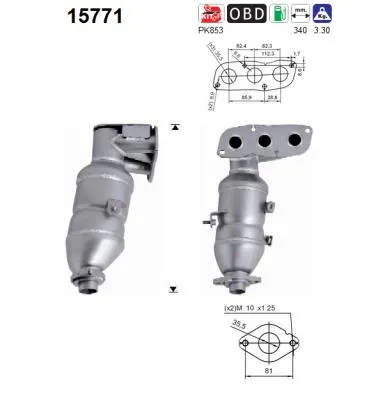 Catalyseur Citroën C1 · Peugeot 107 · Toyota AYGO