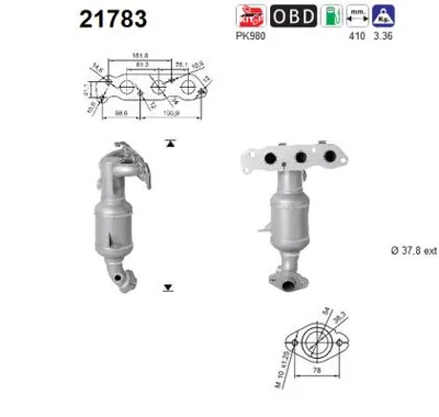 Catalyseur Opel AGILA · Suzuki SPLASH · Vauxhall AGILA Mk II