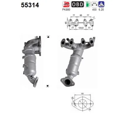 Catalyseur Fiat PUNTO EVO · Fiat GRANDE PUNTO · Fiat PUNTO Hatchback Van