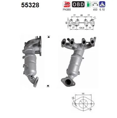 Catalyseur Fiat PUNTO EVO · Fiat GRANDE PUNTO · Alfa Romeo MITO