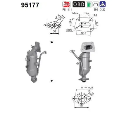 Catalyseur Toyota AYGO · Citroën C1 II · Peugeot 108