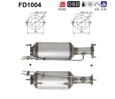 Filtre suie/particules, système d'échappement AS FD1004