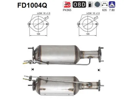 Filtre suie/particules, système d'échappement AS FD1004Q