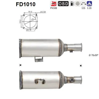 Filtre à particules / à suie, échappement Peugeot 807 · Citroën C8 · Lancia PHEDRA