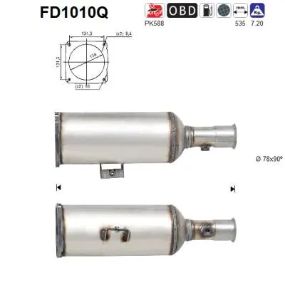 Filtre à particules / à suie, échappement Peugeot 807 · Citroën C8 · Lancia PHEDRA