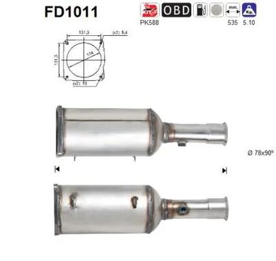 Filtre à particules / à suie, échappement Peugeot 807 · Citroën C8 · Lancia PHEDRA