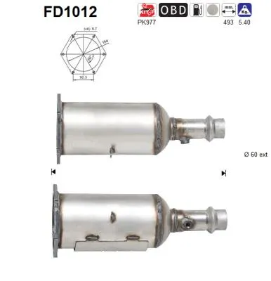 Filtre à particules / à suie, échappement Peugeot 607