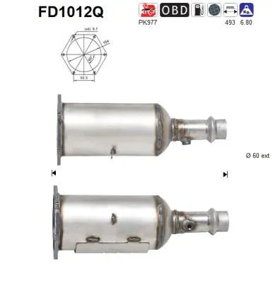 Filtre à particules / à suie, échappement Peugeot 607