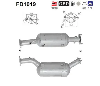 Filtre à particules / à suie, échappement Suzuki GRAND VITARA II