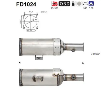Filtre à particules / à suie, échappement Citroën C8 · Peugeot 807 · Citroën JUMPY II