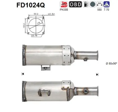 Filtre à particules / à suie, échappement Citroën C8 · Peugeot 807 · Citroën JUMPY II