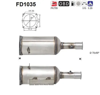 Filtre à particules / à suie, échappement Citroën C4 I · Citroën C4 Coupe · Peugeot 308 I