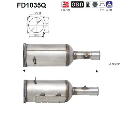 Filtre à particules / à suie, échappement Citroën C4 I · Citroën C4 Coupe · Peugeot 308 I