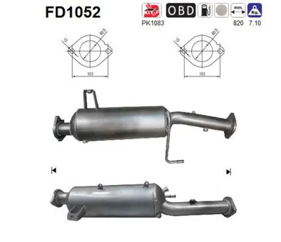 Filtre à particules / à suie, échappement Mitsubishi PAJERO IV · Mitsubishi PAJERO IV Van · Mitsubishi PAJERO CLASSIC