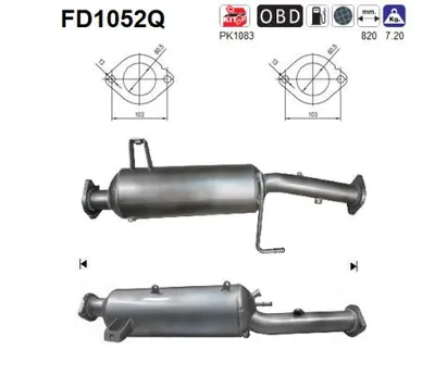Filtre à particules / à suie, échappement Mitsubishi PAJERO IV · Mitsubishi PAJERO IV Van · Mitsubishi PAJERO CLASSIC