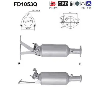 Filtre à particules / à suie, échappement Volvo V70 II · Volvo S60 I
