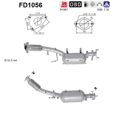 Filtre à particules / à suie, échappement Nissan X-TRAIL II