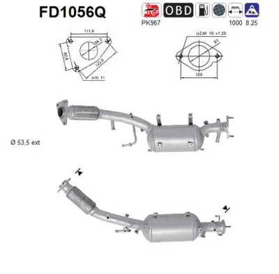 Filtre à particules / à suie, échappement Nissan X-TRAIL II