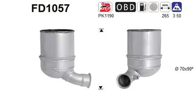 Filtre à particules / à suie, échappement Peugeot 208 I · Citroën DS3 · Citroën C3 I