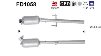 Filtre à particules / à suie, échappement Mercedes-Benz VITO / MIXTO Van · Mercedes-Benz VITO Bus · Mercedes-Benz VIANO