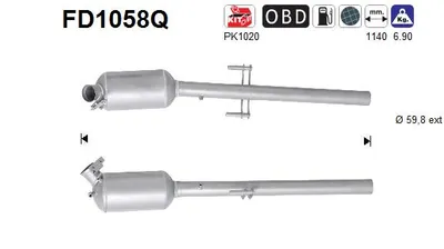 Filtre à particules / à suie, échappement Mercedes-Benz VITO / MIXTO Van · Mercedes-Benz VITO Bus · Mercedes-Benz VIANO