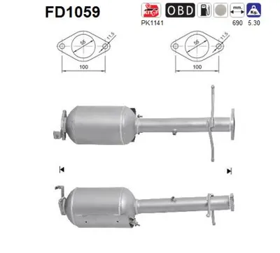 Filtre à particules / à suie, échappement Ford TOURNEO CONNECT · Ford TRANSIT CONNECT