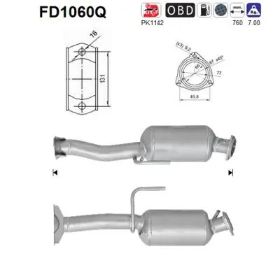 Filtre à particules / à suie, échappement Jeep GRAND CHEROKEE III · Jeep GRAND CHEROKEE II · Jeep COMMANDER