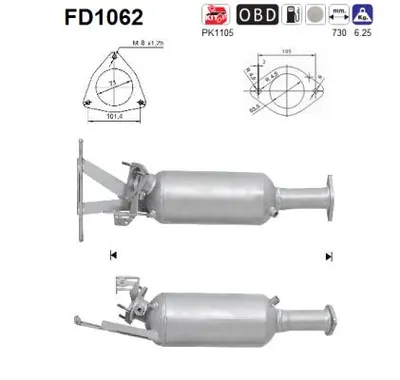 Filtre à particules / à suie, échappement Volvo V70 II · Volvo XC70 I Cross Country · Volvo XC90 I