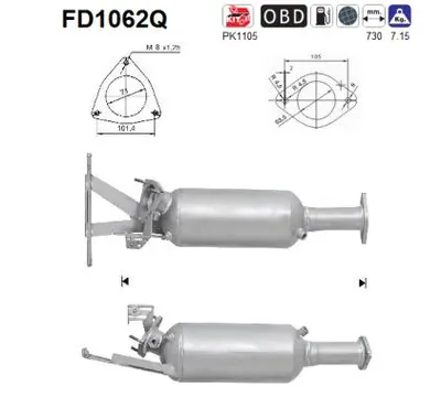 Filtre à particules / à suie, échappement Volvo V70 II · Volvo XC70 I Cross Country · Volvo XC90 I