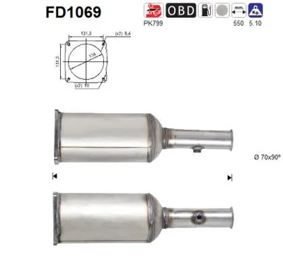 Filtre à particules / à suie, échappement Citroën C5 III · Citroën C5 III Break · Peugeot 407