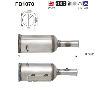 Filtre à particules / à suie, échappement Peugeot 308 CC · Citroën C4 I · Citroën C4 Coupe