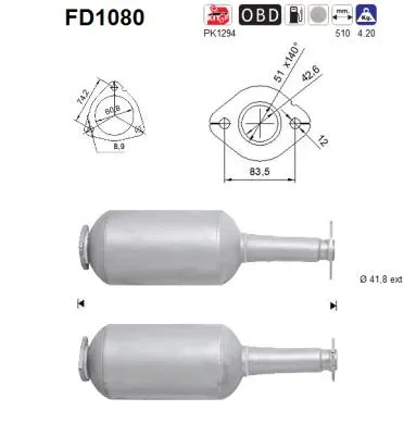 Filtre à particules / à suie, échappement Suzuki SWIFT III · Opel AGILA · Suzuki SPLASH