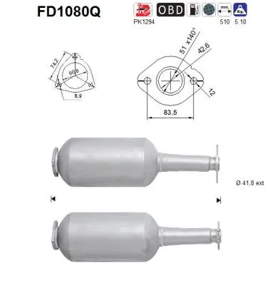 Filtre à particules / à suie, échappement Suzuki SWIFT III · Opel AGILA · Suzuki SPLASH