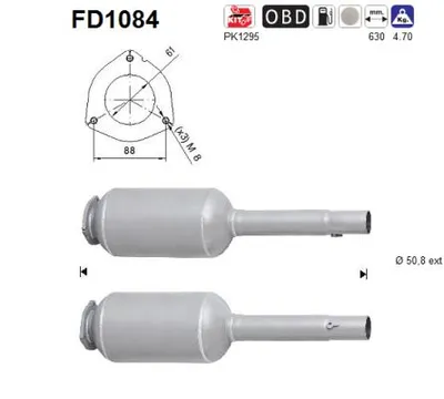 Filtre à particules / à suie, échappement Fiat GRANDE PUNTO · Alfa Romeo MITO · Fiat GRANDE PUNTO Van