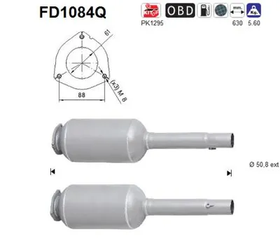 Filtre à particules / à suie, échappement Fiat GRANDE PUNTO · Alfa Romeo MITO · Fiat GRANDE PUNTO Van