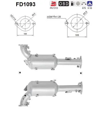 Filtre à particules / à suie, échappement Nissan NAVARA NP300 · Nissan PATHFINDER III · Nissan NAVARA NP300 Platform/Chassis