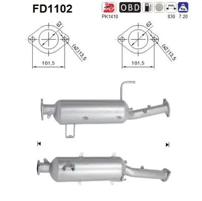 Filtre à particules / à suie, échappement Mitsubishi PAJERO IV · Mitsubishi PAJERO SPORT II · Mitsubishi PAJERO IV Van