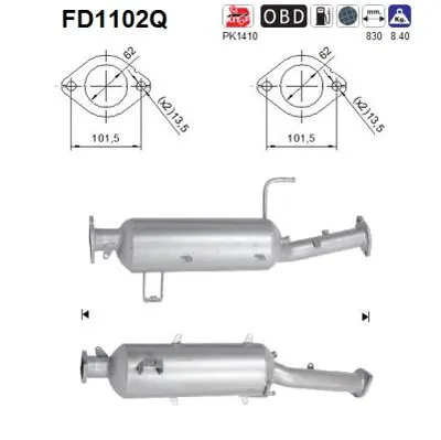 Filtre à particules / à suie, échappement Mitsubishi PAJERO IV · Mitsubishi PAJERO SPORT II · Mitsubishi PAJERO IV Van
