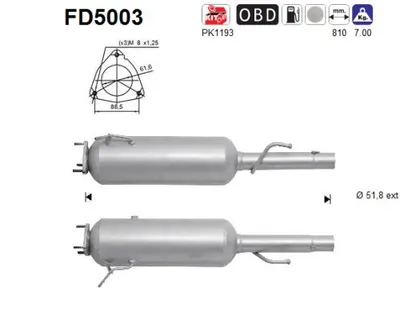 Filtre à particules / à suie, échappement Fiat MULTIPLA