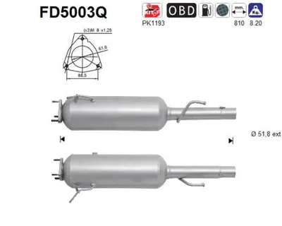 Filtre à particules / à suie, échappement Fiat MULTIPLA