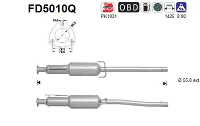 Filtre à particules / à suie, échappement Saab 9-5 · Saab 9-5 Estate