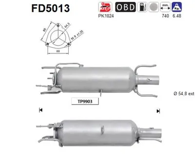 Filtre à particules / à suie, échappement Fiat CROMA · Opel SIGNUM Hatchback · Opel VECTRA C Estate