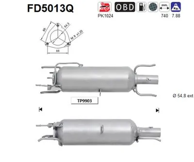 Filtre à particules / à suie, échappement Fiat CROMA · Opel SIGNUM Hatchback · Opel VECTRA C Estate