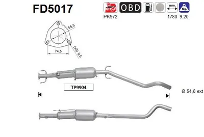 Filtre à particules / à suie, échappement Opel ASTRA H · Vauxhall ASTRA Mk V · Opel ASTRA H GTC