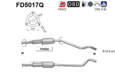 Filtre à particules / à suie, échappement Opel ASTRA H · Vauxhall ASTRA Mk V · Opel ASTRA H GTC