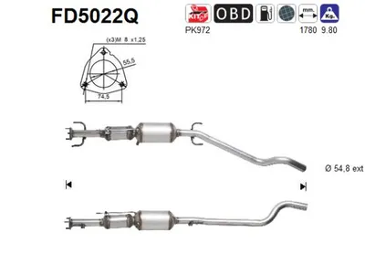 Filtre suie/particules, système d'échappement AS FD5022Q