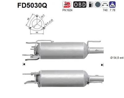 Filtre suie/particules, système d'échappement AS FD5030Q