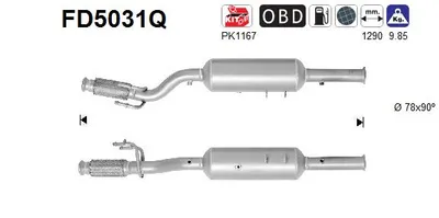 Filtre à particules / à suie, échappement Fiat SCUDO Van · Fiat SCUDO Bus · Citroën C8
