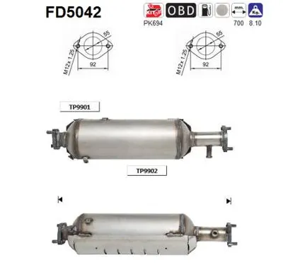 Filtre à particules / à suie, échappement Hyundai TUCSON · Kia SPORTAGE II · Hyundai TUCSON SUV Van