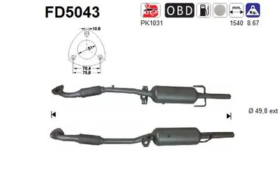 Filtre à particules / à suie, échappement Opel ASTRA H Estate Van · Opel ZAFIRA B Box Body/MPV · Opel CORSA D